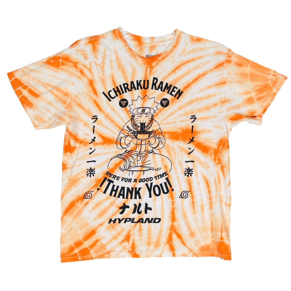 Hypland Naruto Men's Unisex Ichiraku Ramen Tie Dye S Orange Cotton Anime Collab